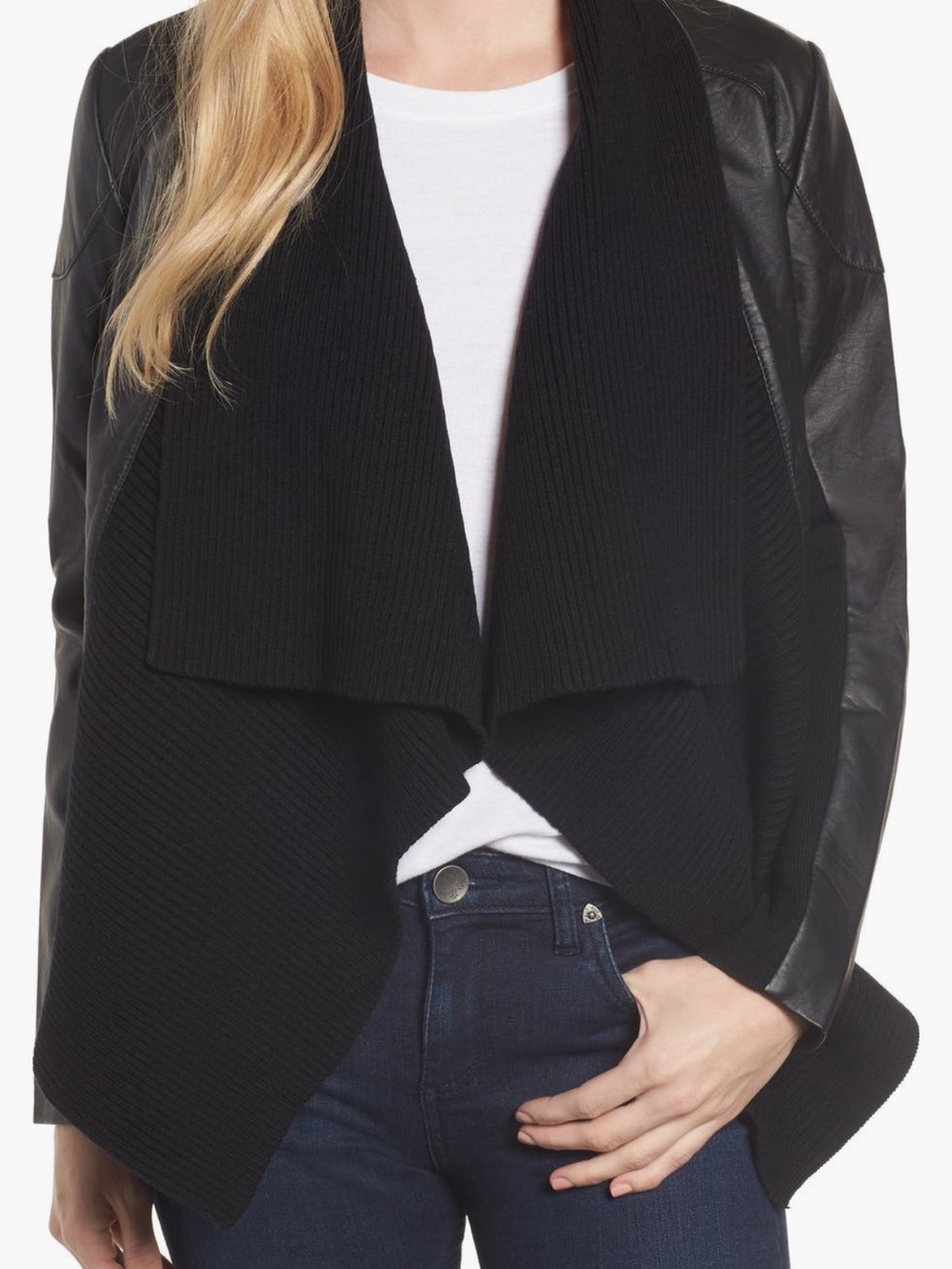 Caslon Black Mixed-Media Draped Jacket